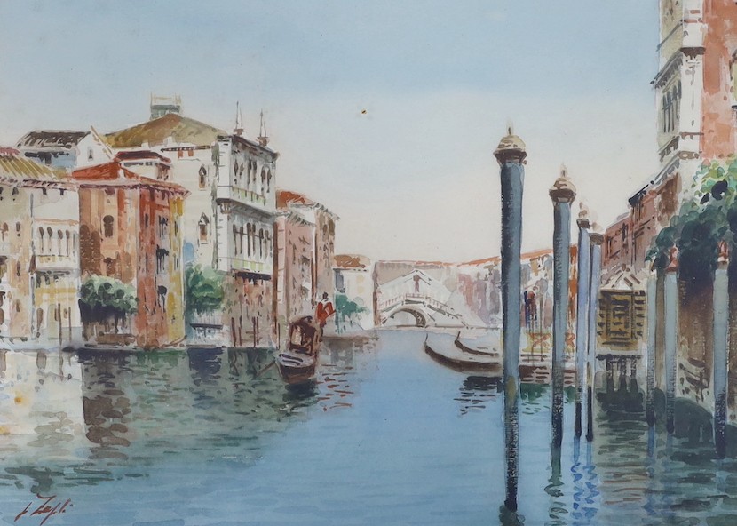 L. Zofli, pair of watercolours, Venetian scenes, 28 x 38cm